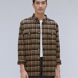 NWT Everlane The Brushed Flannel Button Down Mens Shirt Beech Plaid colorway XS